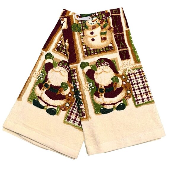New Christmas Kitchen Towel Set Santa Snowman Country Snow Holiday Decor Vintage - Picture 2 of 6